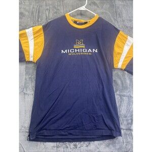 Starter Michigan Wolverines L Large Shirt Blue Yellow NCAA College Vintage